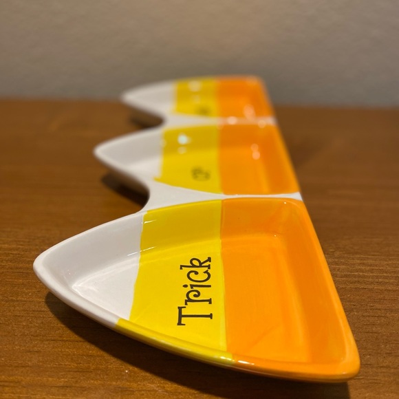 Candy Corn Platter, Trick Or Treat Halloween 3 Section Platter, Candy Corn Decor - Picture 10 of 13